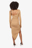 Mugler Camel Knit Long Sleeve Low Back Top + Bodycon Dipped Hem Skirt Size M