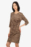 Sea New Year Silk Leopard Print Rouched Dress Size 8