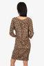 Sea New Year Silk Leopard Print Rouched Dress Size 8
