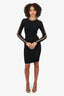 T Alexander Wang Black Ribbed Cut Out Long Sleeve Dress Size M