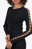 T Alexander Wang Black Ribbed Cut Out Long Sleeve Dress Size M