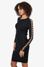 T Alexander Wang Black Ribbed Cut Out Long Sleeve Dress Size M