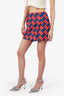 Diane Von Furstenberg Red/Navy Houndstooth Mini Skirt Size 8
