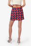 Diane Von Furstenberg Red/Navy Houndstooth Mini Skirt Size 8