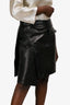 Tom Ford Black Lamb Leather Asymmetrical Mini Skirt with Pocket Size 46