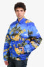 Gucci Blue/Yellow Nylon Palm Tree Printed Jacket Size 52 Mens