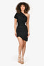 Saint Laurent 2019 Black One Shoulder Mini Dress Size 34