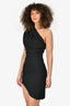 Saint Laurent 2019 Black One Shoulder Mini Dress Size 34