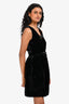Kate Spade Black Velvet Sequin Ribbon Embellished Mini Dress Size 00