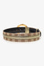 Gucci GG Canvas & Metallic Gold Leather Bamboo Buckle Belt