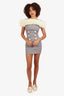 Nana Jacqueline Grey/White Faux Fur Trim Button Detail Mini Dress Size X-Small