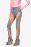 Mugler Blue Denim/Mesh Panelled Skinny Pants Size 34