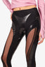 Mugler Black PVC/Mesh Panelled Stirup Leggings Size 36