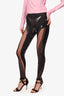 Mugler Black PVC/Mesh Panelled Stirup Leggings Size 36
