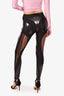 Mugler Black PVC/Mesh Panelled Stirup Leggings Size 36