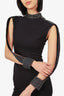 Voila Black/Rhinestone Cut Out Sleeve Mock Neck Mini Dress Size S