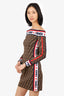 Fendi Brown Zucca Print Off The Shoulder Bodycon Dress Size 38
