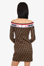 Fendi Brown Zucca Print Off The Shoulder Bodycon Dress Size 38