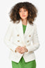 Balmain White Double Breasted Blazer Jacket Size 38