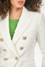 Balmain White Double Breasted Blazer Jacket Size 38