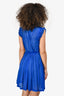 Givenchy Blue Ruffle Pleated Sleeveless Dress Size 38