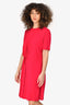 Givenchy Red Ruch Detailed Short Sleeve Dress Size 40