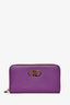 Salvatore Ferragamo Purple Leather Logo Zip Around Long Wallet GHW