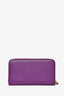 Salvatore Ferragamo Purple Leather Logo Zip Around Long Wallet GHW
