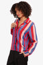 Reformation Red/Blue Button Down Stripped Blouse Size M