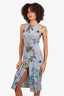 Gucci Blue Silk Floral Dress Estimated Size S