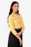 Sandro Yellow/Black Trim Detailed Button Up Long Sleeve Cropped Top Size 1