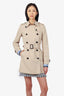 Burberry London Beige Short Double breasted Trench Coat Size 4
