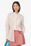 Balenciaga White/Pink All Over Logo Long Sleeve Shirt Size 38