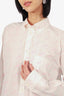Balenciaga White/Pink All Over Logo Long Sleeve Shirt Size 38