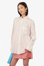 Balenciaga White/Pink All Over Logo Long Sleeve Shirt Size 38