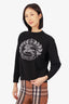 Burberry Black Wool Bilston Logo Jacquard  Sweater Size M