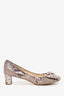 Prada Brown Python Bow Round Toe Block Heels Size 39.5