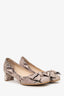 Prada Brown Python Bow Round Toe Block Heels Size 39.5