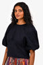 Frame Navy Cotton Puff 3/4 Sleeve Top Size M