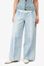 Pre-Loved Chanel™ 2017-18 Blue Denim Striped Wide Legged Jeans Size 38