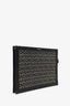 Mark Cross Black Leather-Trimmed Monogram Pouch