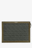 Mark Cross Olive Leather-Trimmed Monogram Pouch