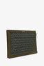 Mark Cross Olive Leather-Trimmed Monogram Pouch