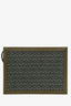 Mark Cross Olive Leather-Trimmed Monogram Pouch