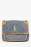 Saint Laurent Blue/Brown Denim/Suede Medium Monogram Matelasse Niki Shoulder Bag
