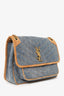 Saint Laurent Blue/Brown Denim/Suede Medium Monogram Matelasse Niki Shoulder Bag