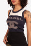 Pre-Loved Chanel™ Navy/White Ribbed Knit 'CC' Logo Tank Top Size 36