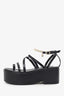Maje Black Leather Strappy Platform Slingback Sandals Size 39