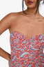 Veronica Beard Red & Blue Printed Strapless Midi Dress Size 8