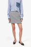 Thom Browne White/Black Tweed Plaid Mini Skirt Size 44